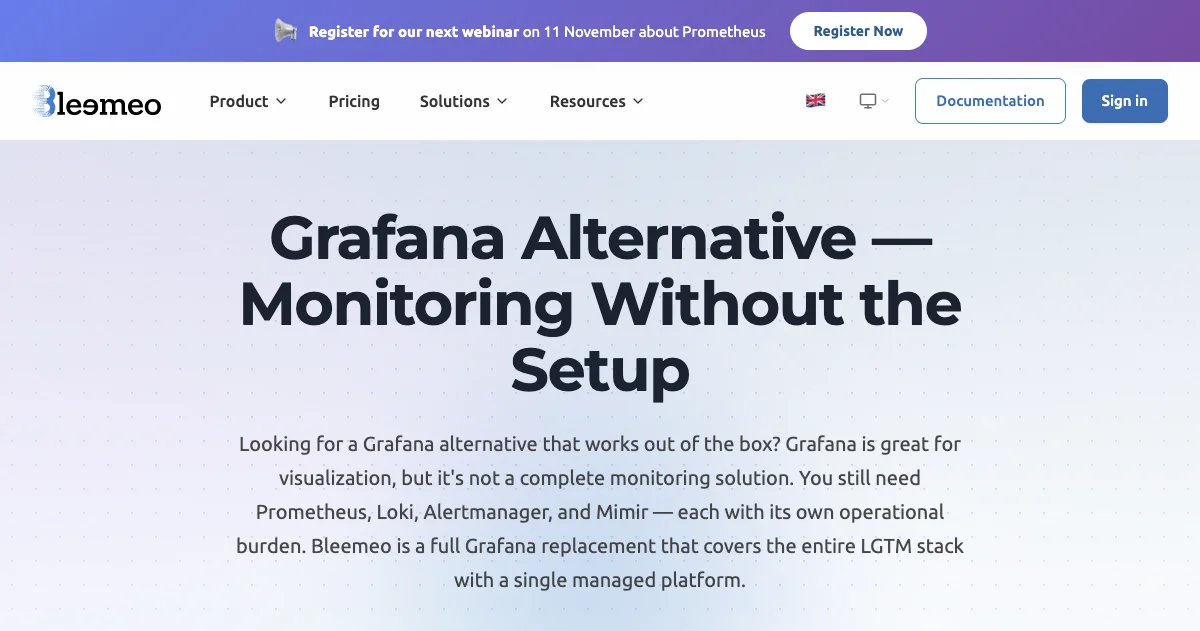 Grafana Alternative — Complete Monitoring Solution | Bleemeo