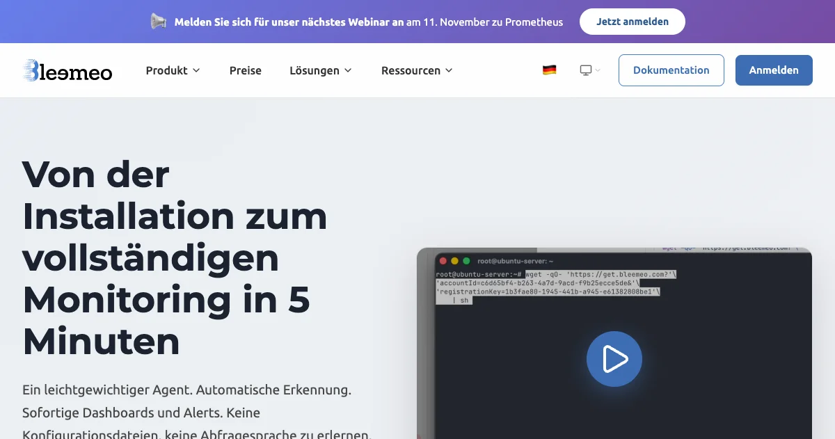 So funktioniert's — Monitoring in 5 Minuten | Bleemeo