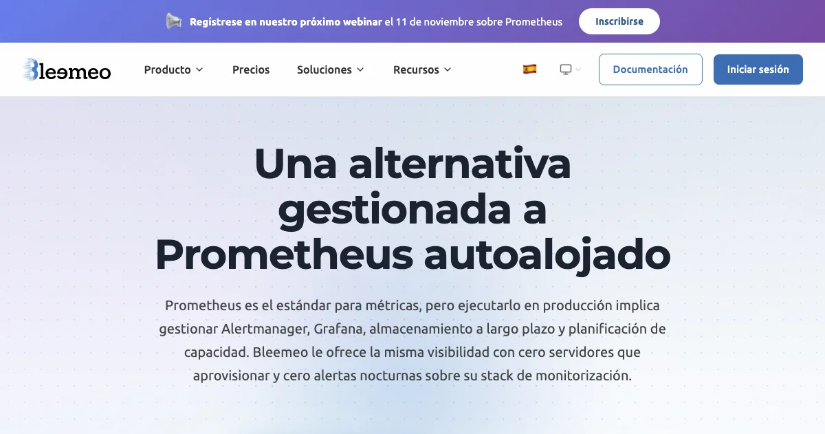 Alternativa a Prometheus — Monitoreo Gestionado | Bleemeo