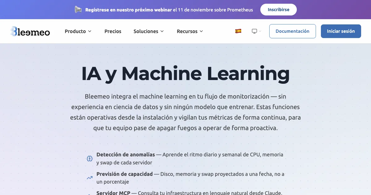 Monitoreo con IA — Detección de anomalías | Bleemeo