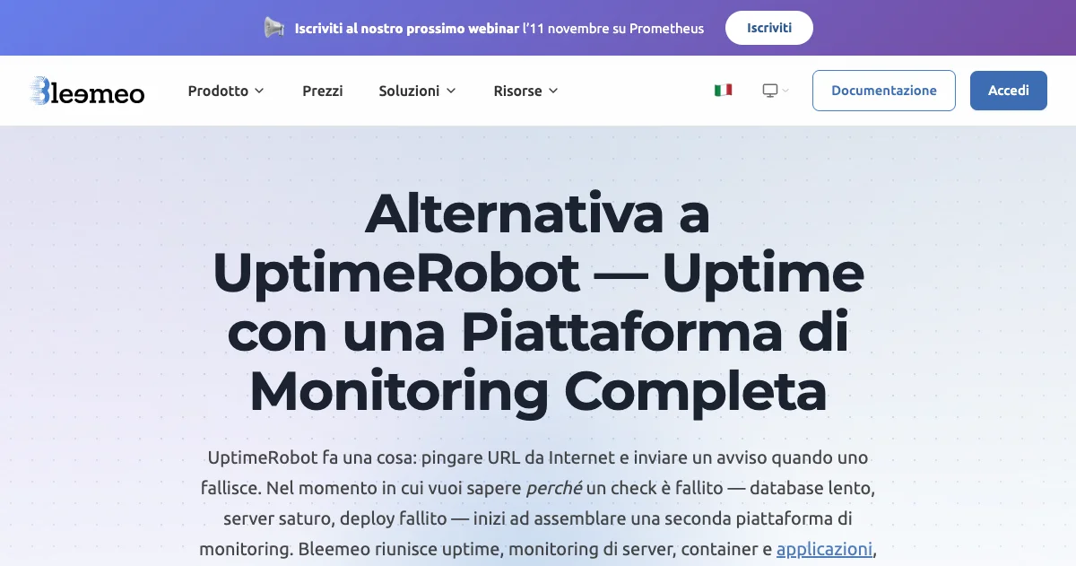 Alternativa a UptimeRobot — Uptime + Monitoring | Bleemeo