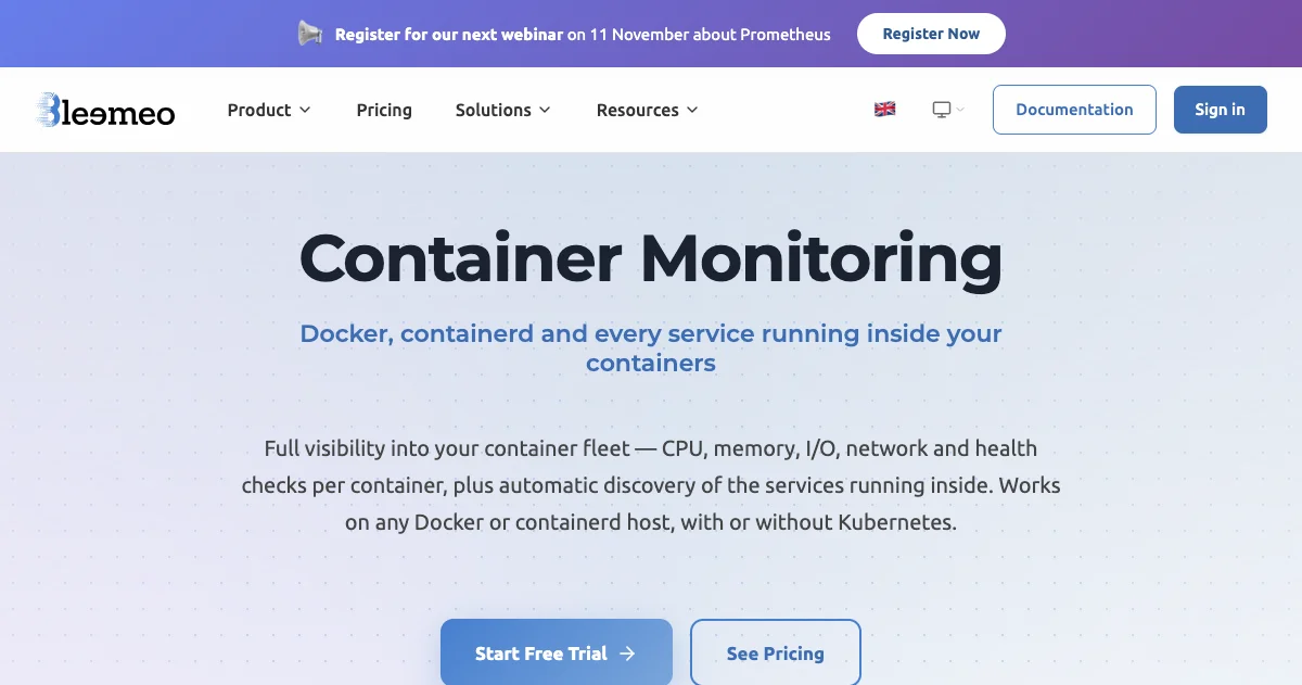 Container Monitoring — Docker & containerd | Bleemeo